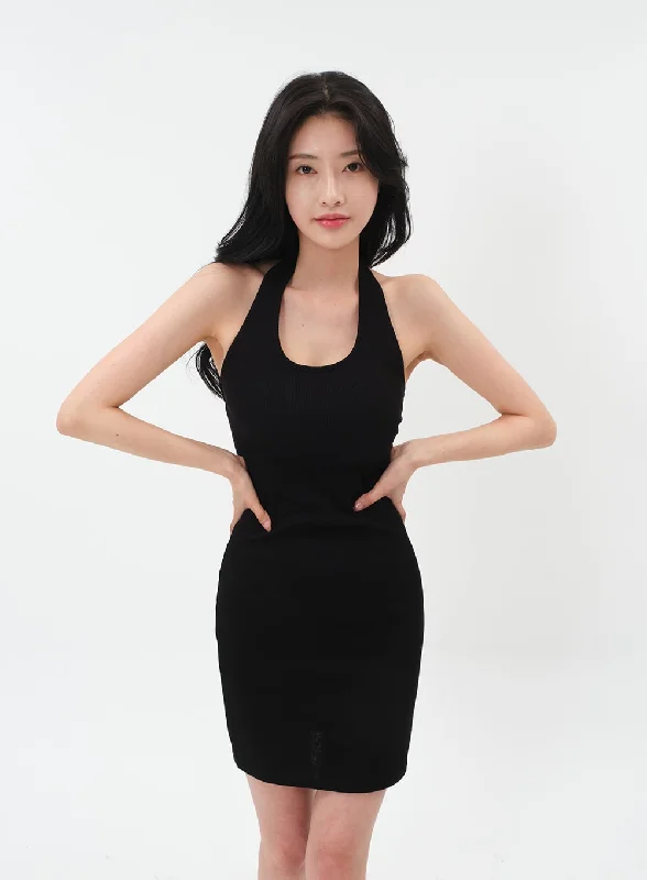 Halterneck Mini Bodycon Dress with Padding IM6