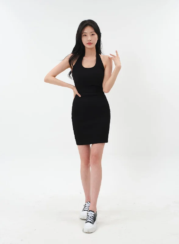 Halterneck Mini Bodycon Dress with Padding IM6