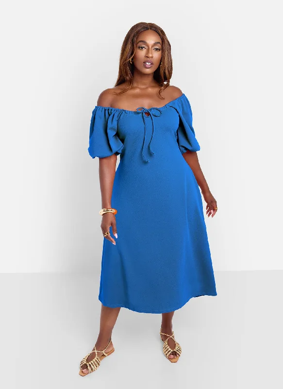 Have It All Peasant Top A-Line Midi Dress