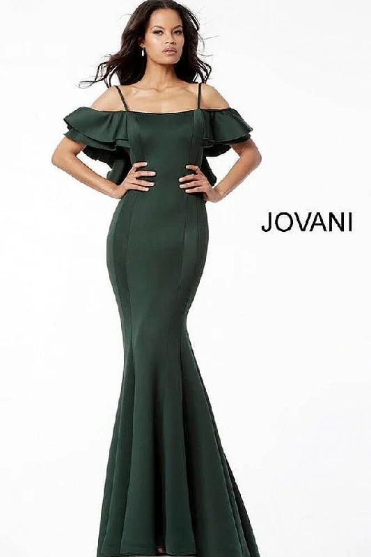 Jovani 57925 Ruffled Off-Shoulder Long Mermaid Dress