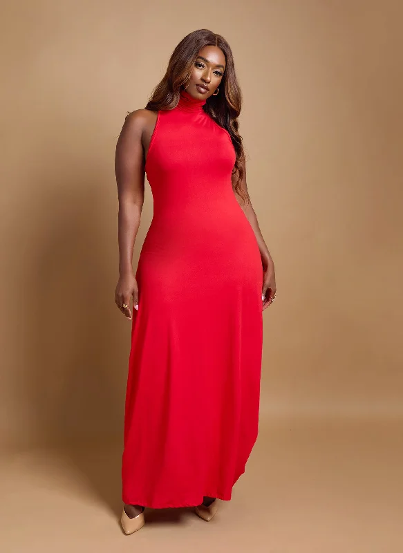 *Pre-Sale* Kimmy Turtleneck Bodycon Maxi Dress - Red