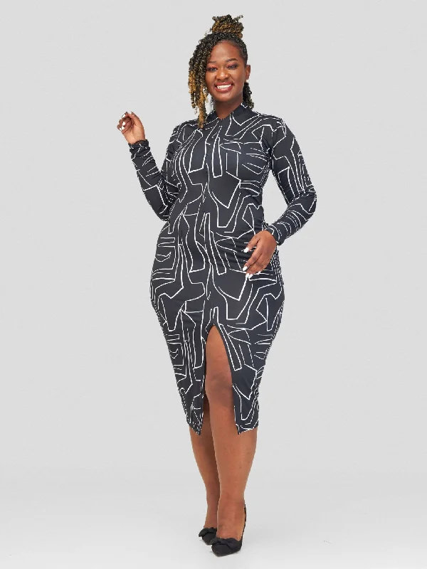 Salok Havilah Carmi Bodycon - Black Print