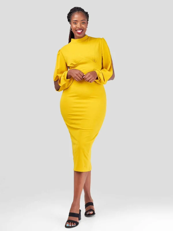 Stylish Sisters Bodycon Dress - Mustard