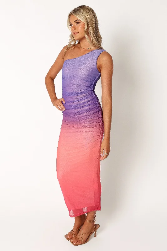 Dakota One Shoulder Midi Dress - Purple Gradient