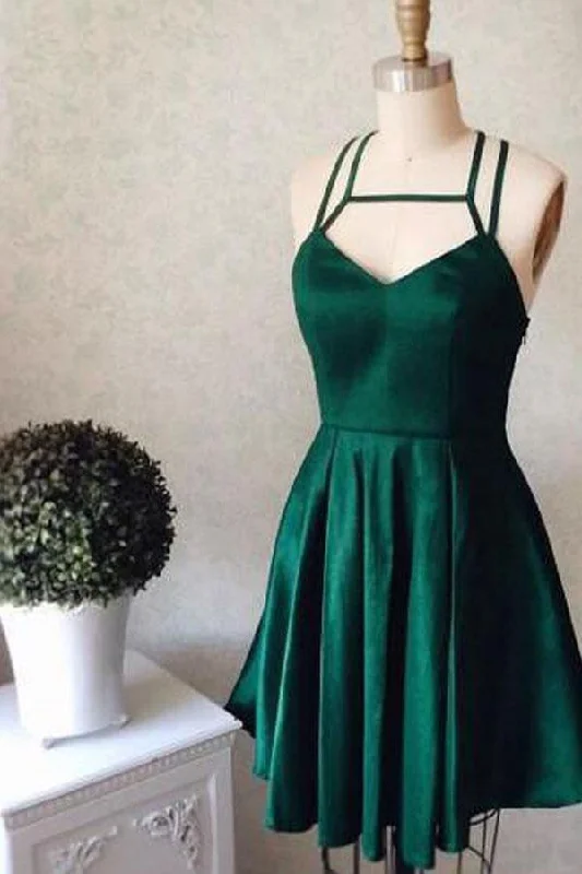 Homecoming Dress Sexy Halter Dark Green Short Prom Dress Party Dress PD402