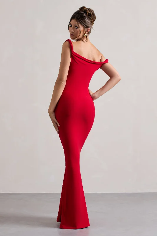 Lita | Red Twisted Asymmetric Maxi Dress