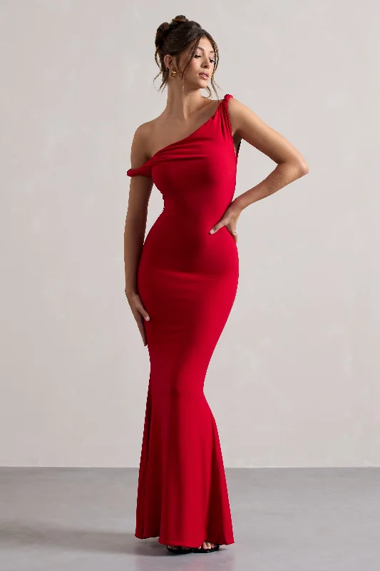 Lita | Red Twisted Asymmetric Maxi Dress