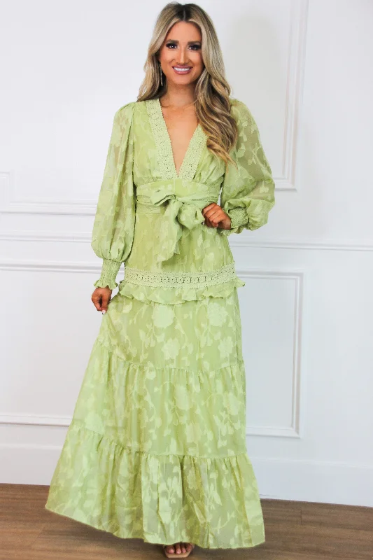 Vineyard Villa Floral Maxi Dress: Chartreuse