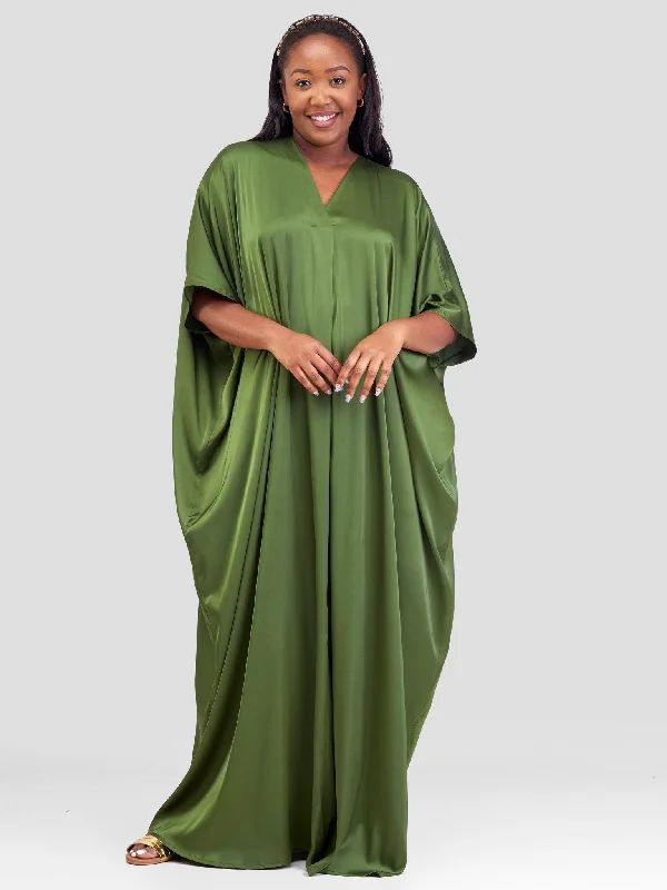 Vivo Sarabi Panelled V-Neck Kaftan - Hunters Green