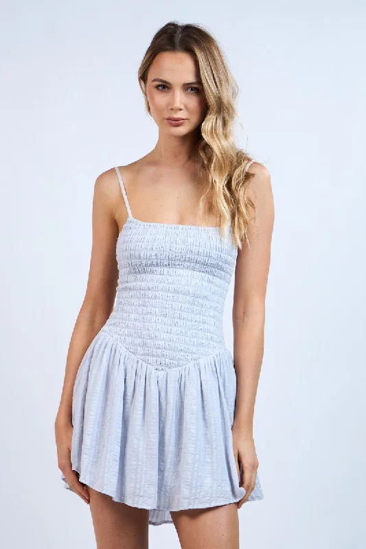 Ainsley Blue Smocked Cami Mini Dress