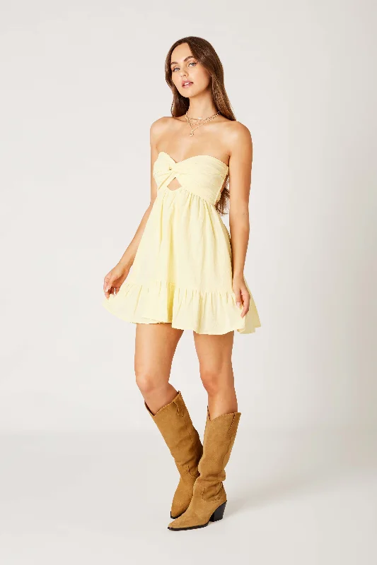 Argie Butter Yellow Strapless Romper