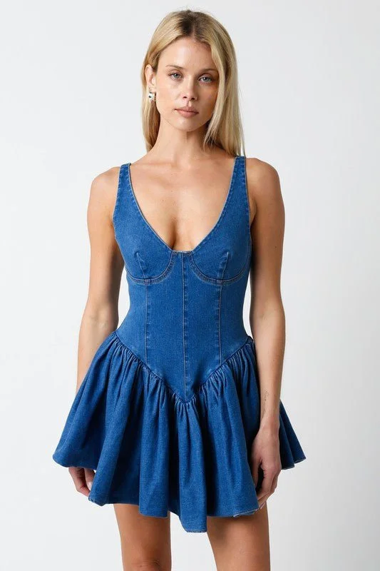 Dallas Denim Ballet Mini Dress