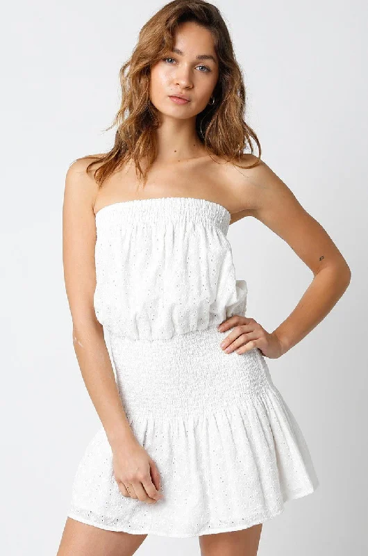 Delaney White Eyelet Strapless Mini Dress