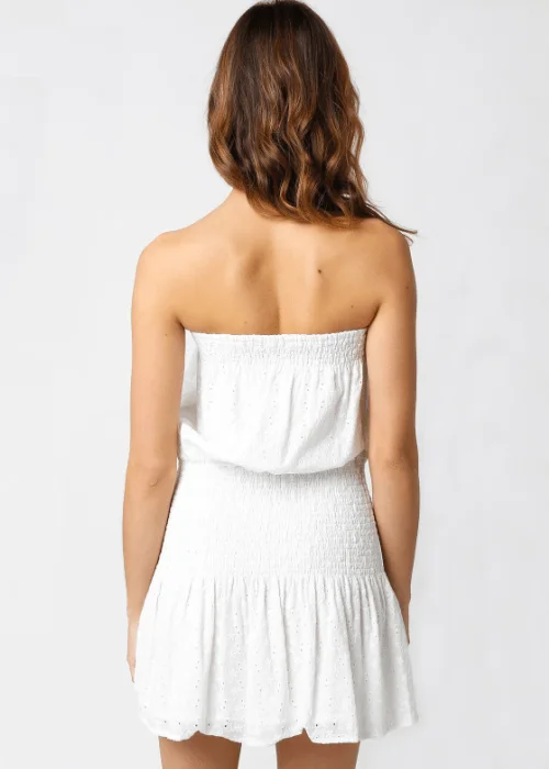 Delaney White Eyelet Strapless Mini Dress