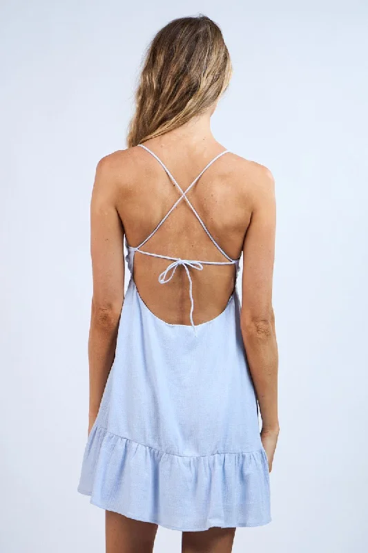 Demetra Blue Babydoll Cami Mini Dress