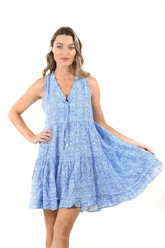 Kaia Dress Short / Periwinkle Medallion