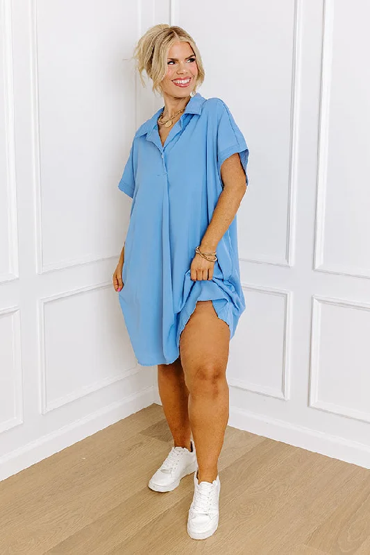 Effortless Radiance Shift Dress in Sky Blue Curves