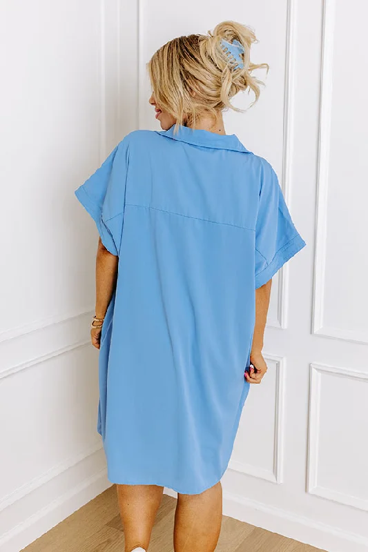 Effortless Radiance Shift Dress in Sky Blue Curves