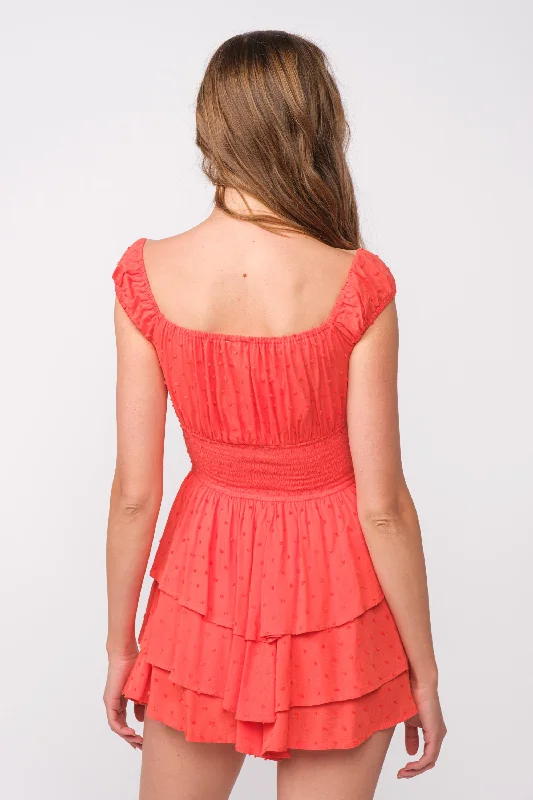 Laney Red Tiered Ruffle Romper Dress