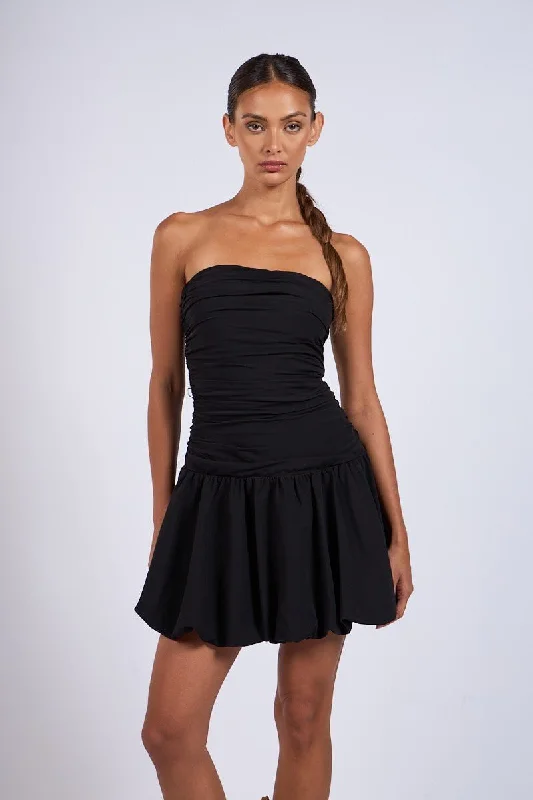 Marcuss Black Bubble Hem Tube Mini Dress