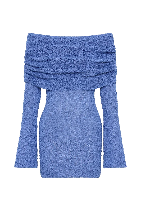 Marisol Off Shoulder Boucle Mini Dress - Periwinkle