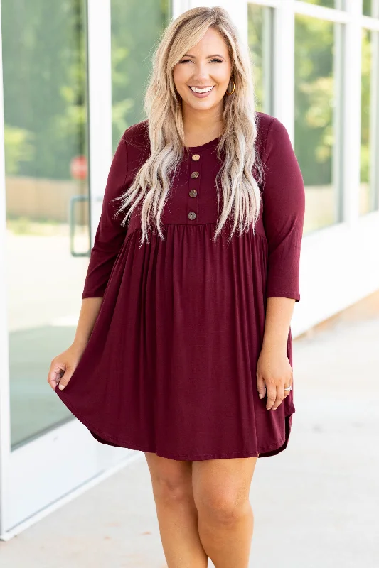 On My Terms Dress, Burgundy