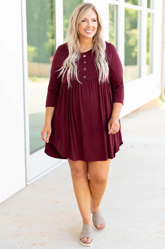 On My Terms Dress, Burgundy