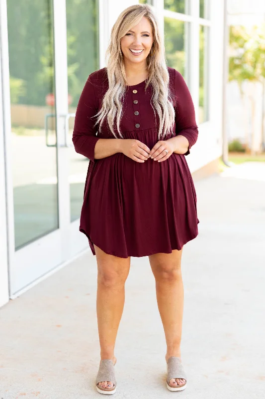 On My Terms Dress, Burgundy