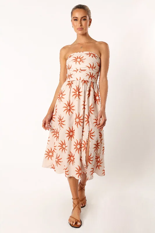 Ryder Strapless Midi Dress - Soleil