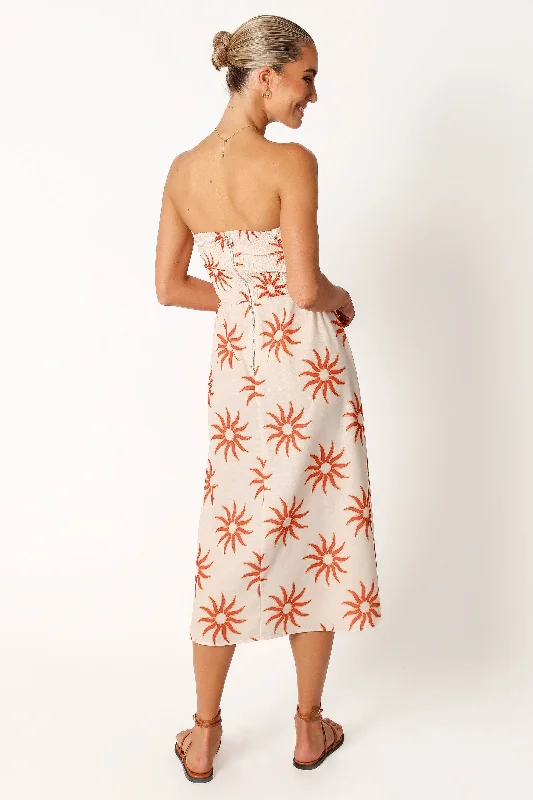 Ryder Strapless Midi Dress - Soleil