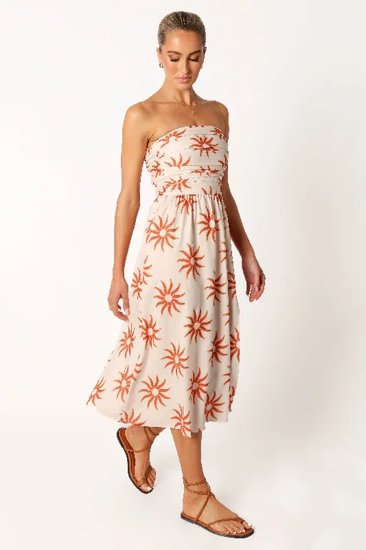 Ryder Strapless Midi Dress - Soleil