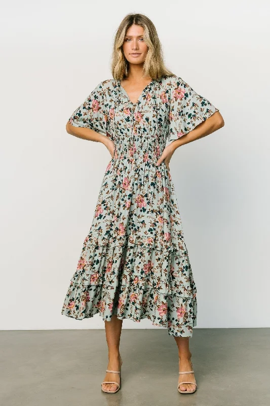 Spell Boho Midi Dress | Sage + Pink Floral