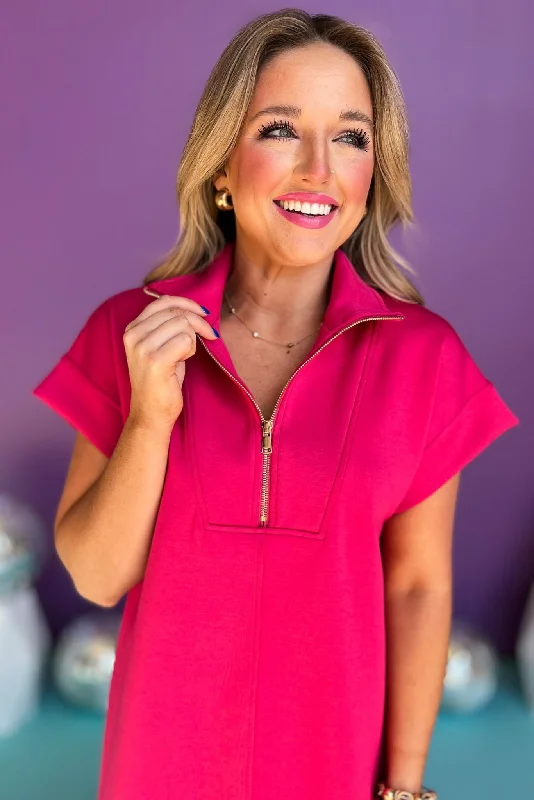 SSYS The Taylor Air 3/4 Zip Dress In Hot Pink