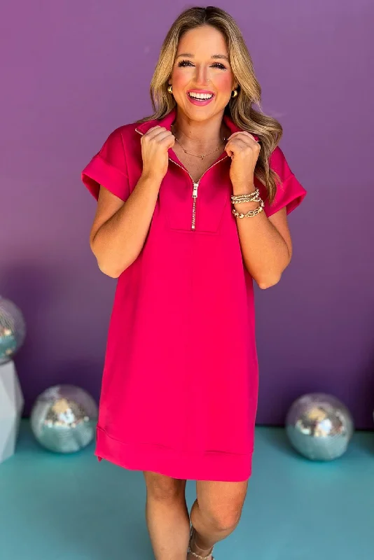 SSYS The Taylor Air 3/4 Zip Dress In Hot Pink