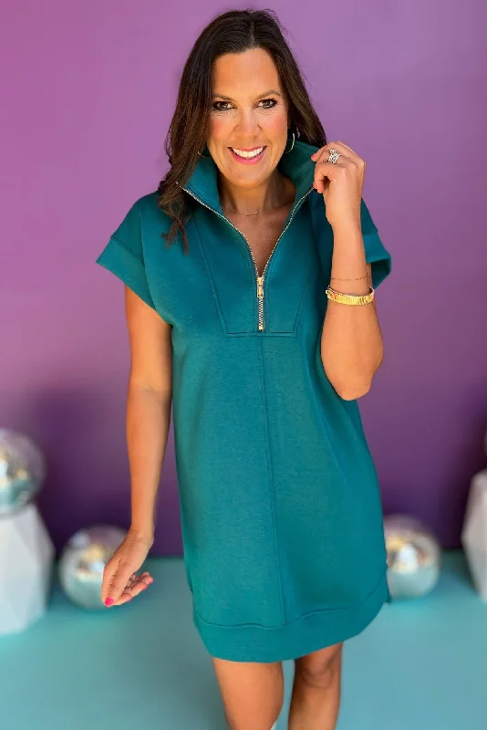 SSYS The Taylor Air 3/4 Zip Dress In Teal