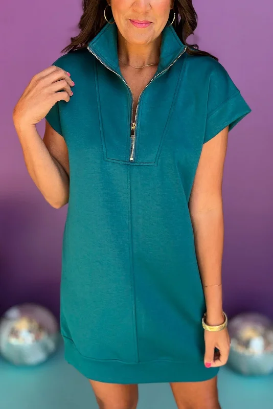 SSYS The Taylor Air 3/4 Zip Dress In Teal