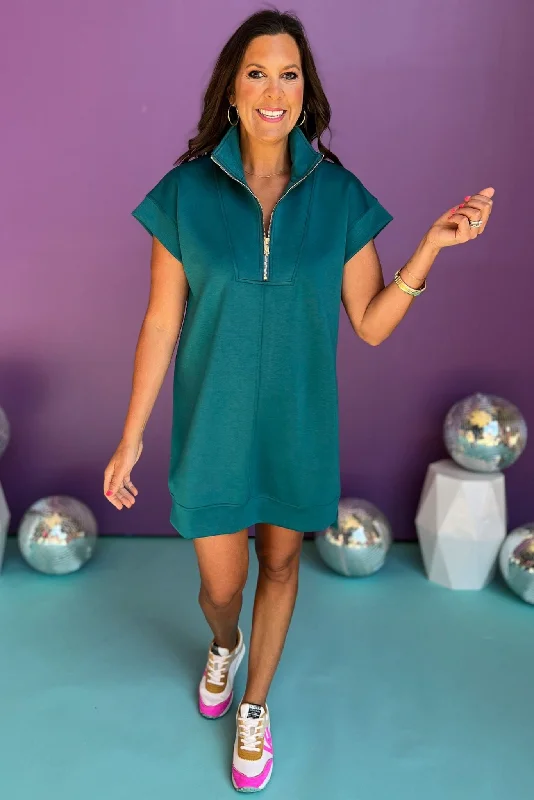 SSYS The Taylor Air 3/4 Zip Dress In Teal