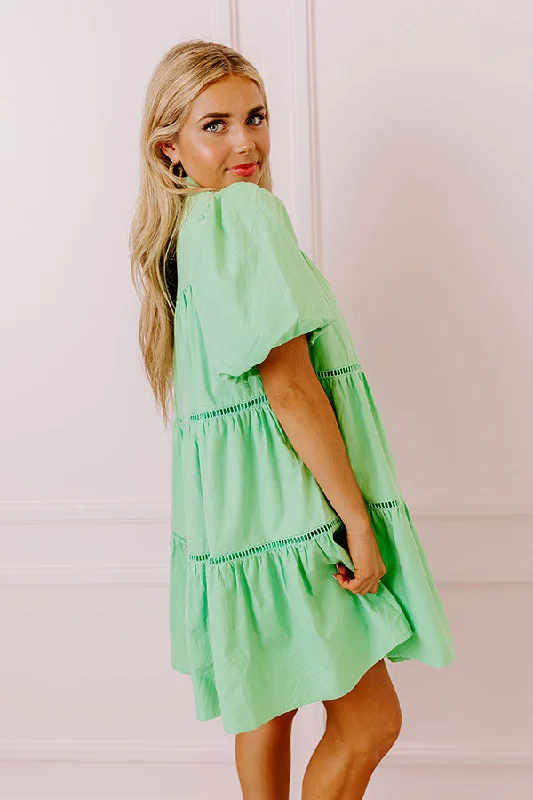 Sunday Stroll Mini Dress in Light Kelly Green