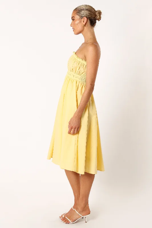 Theo Strapless Midi Dress - Sunshine