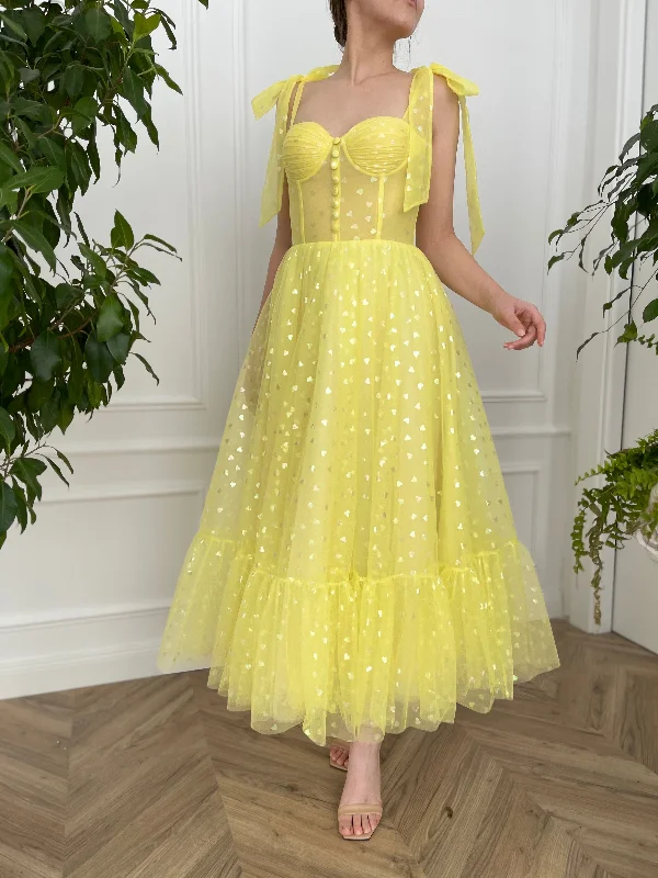 Yellow Brick Road Ruffle Midi Dress