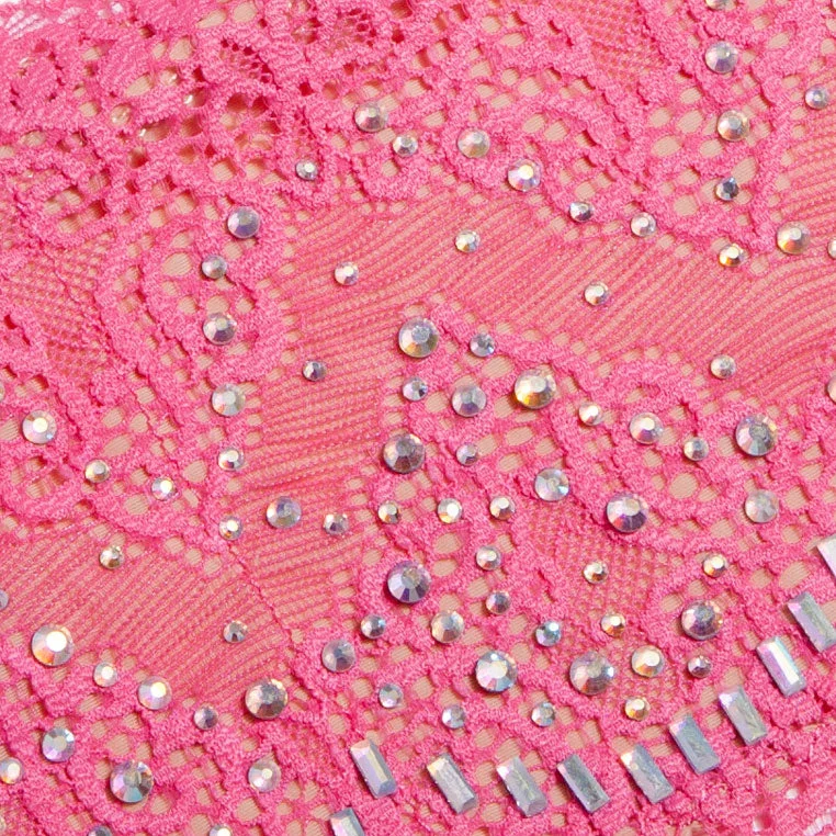 Large / Hot Pink / Beaded Lace