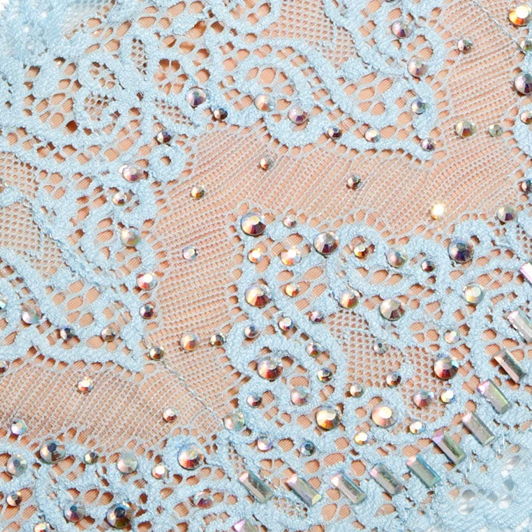 Large / Wedding Blue / Beaded Lace