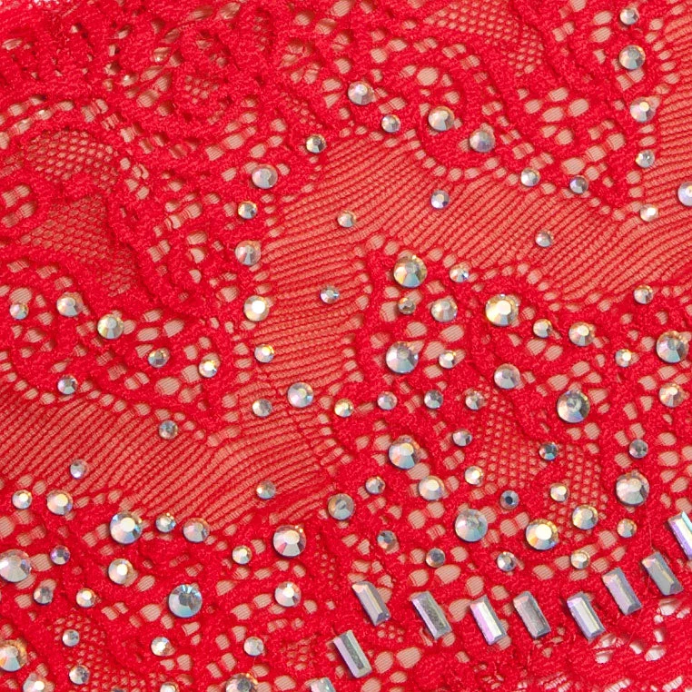 Large / Red / Beaded Lace