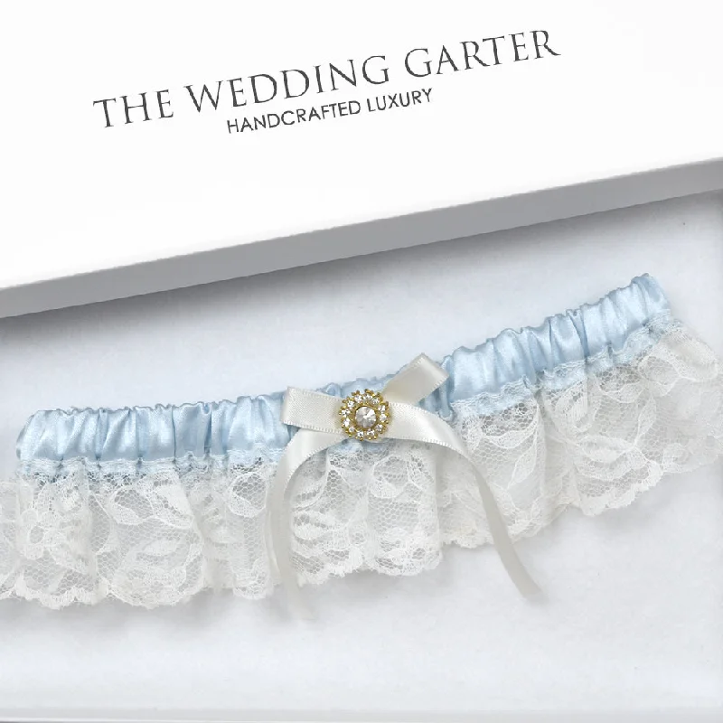 Maddison Blue & Ivory Vintage Bridal Garter Online