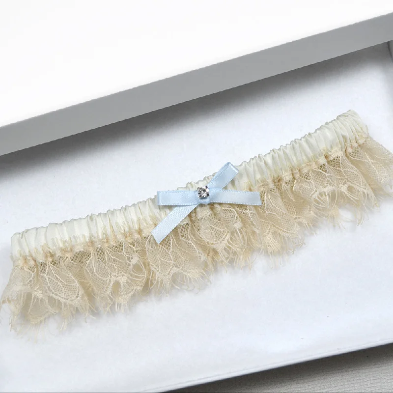 Valerie Ivory & Nude Chantilly Lace Wedding Garter