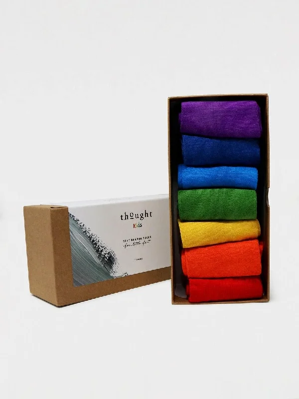 Kid's Rainbow Bamboo 7 Pack Sock Box