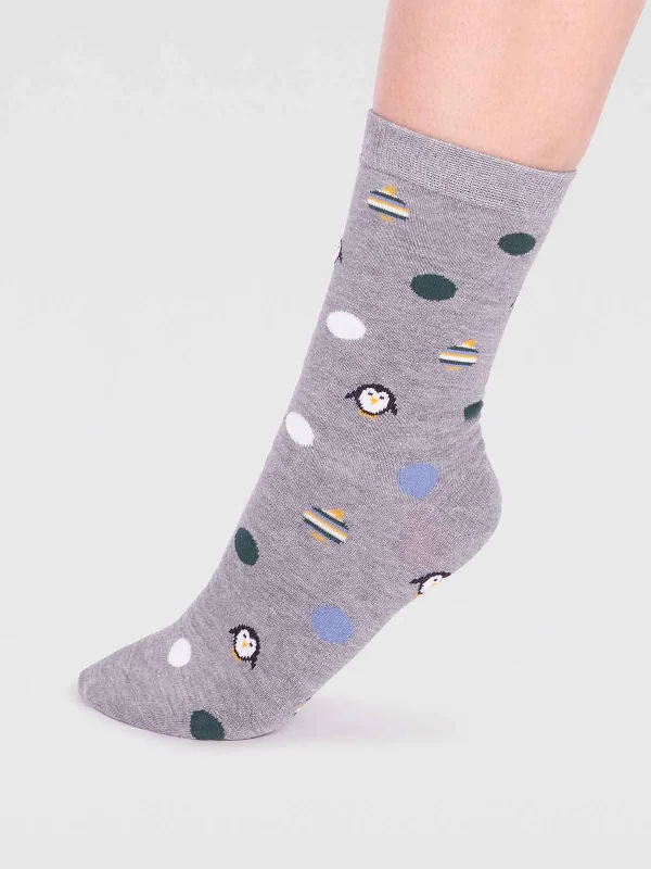 Neva Bamboo Penguin Sock - Grey Marle