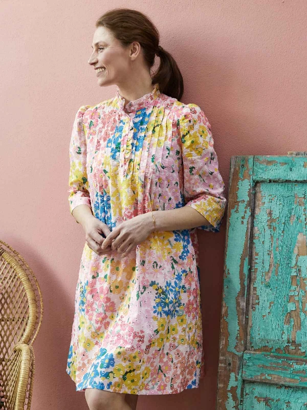 Yara Organic Cotton Floral Dobby Shirt Dress - Multi