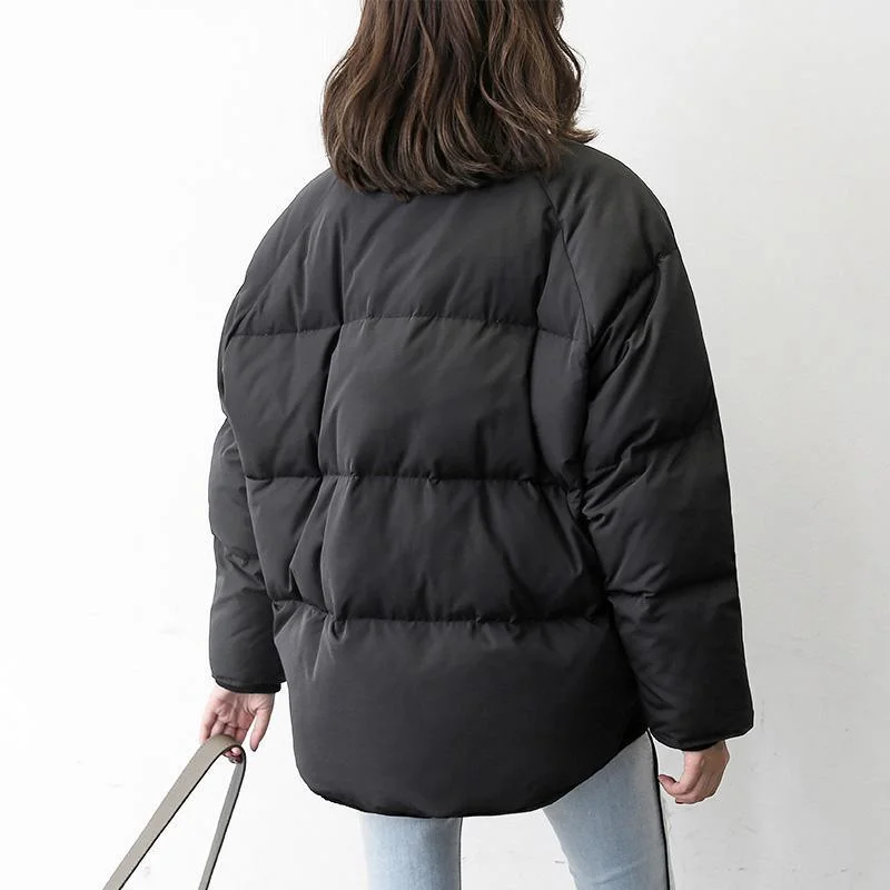 2018 black down coat new high neck down coat pockets fashion down coats