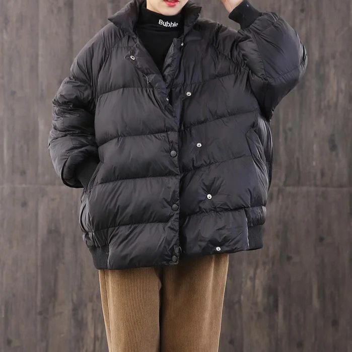 2019 black goose Down coat trendy plus size dark buckle winter jacket stand collar New Jackets